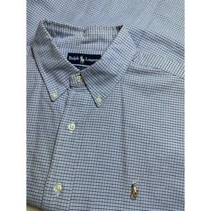 Ralph Lauren Blue Label Mens Sz L Blue White Check Shirt Long Sleeve Button Down